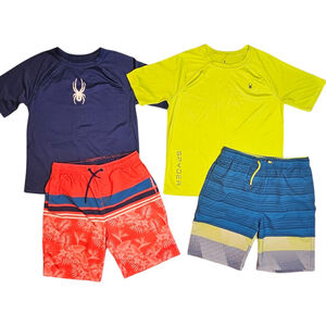 Spyder Boys Swimwear Bundle XL (14/16)  2 Rashguards & 2 Boardshorts
